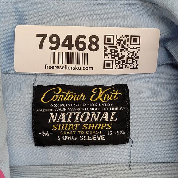 Vintage 80s Disco Hippie Polyester Shirt M 15.5 20x27 Shirttail - Picture 8 of 9